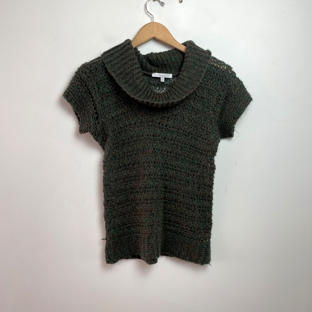 Charlotte Russe Green Marled Knit Cowl Neck Cap Sleeve Sweater Sz S Fairy Grunge